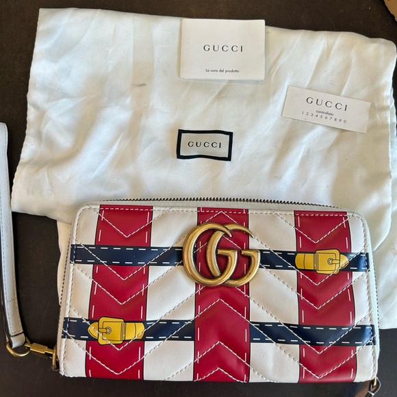 Gucci White Trompe L'oeil Quilted Leather Marmont Wallet - Picture 3 of 3